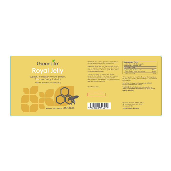 Royal Jelly (180 softgels) - GreenLife Singapore