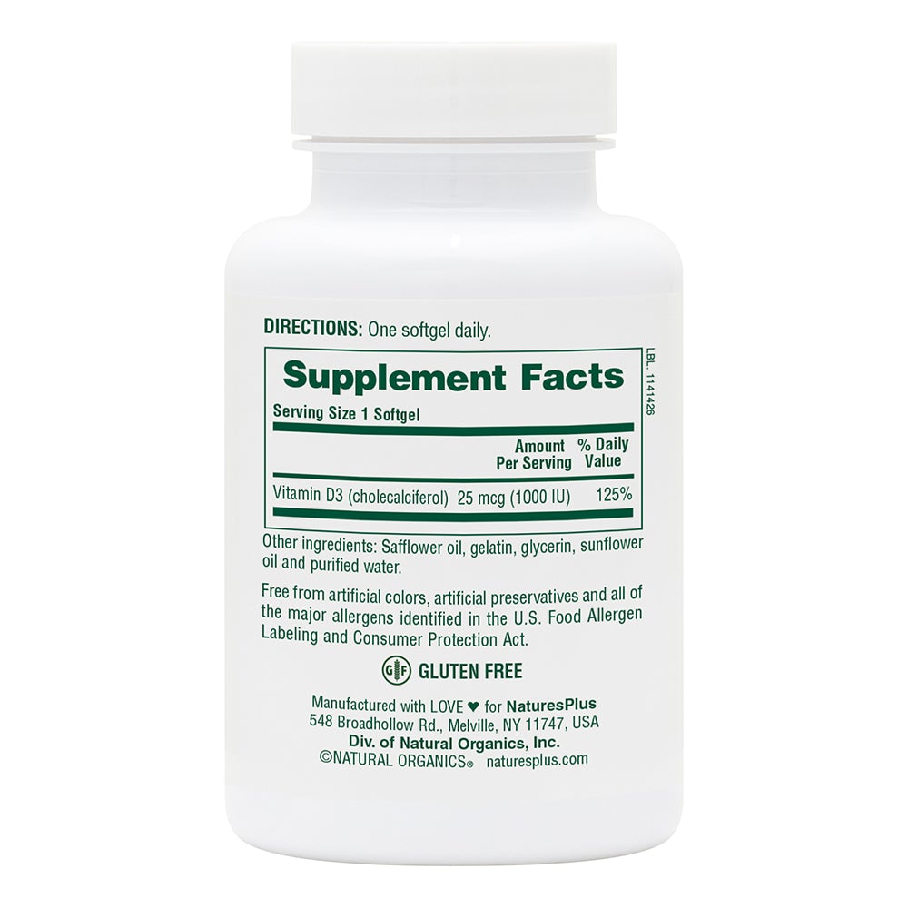 Vitamin D3 1000 IU 180 Softgels
