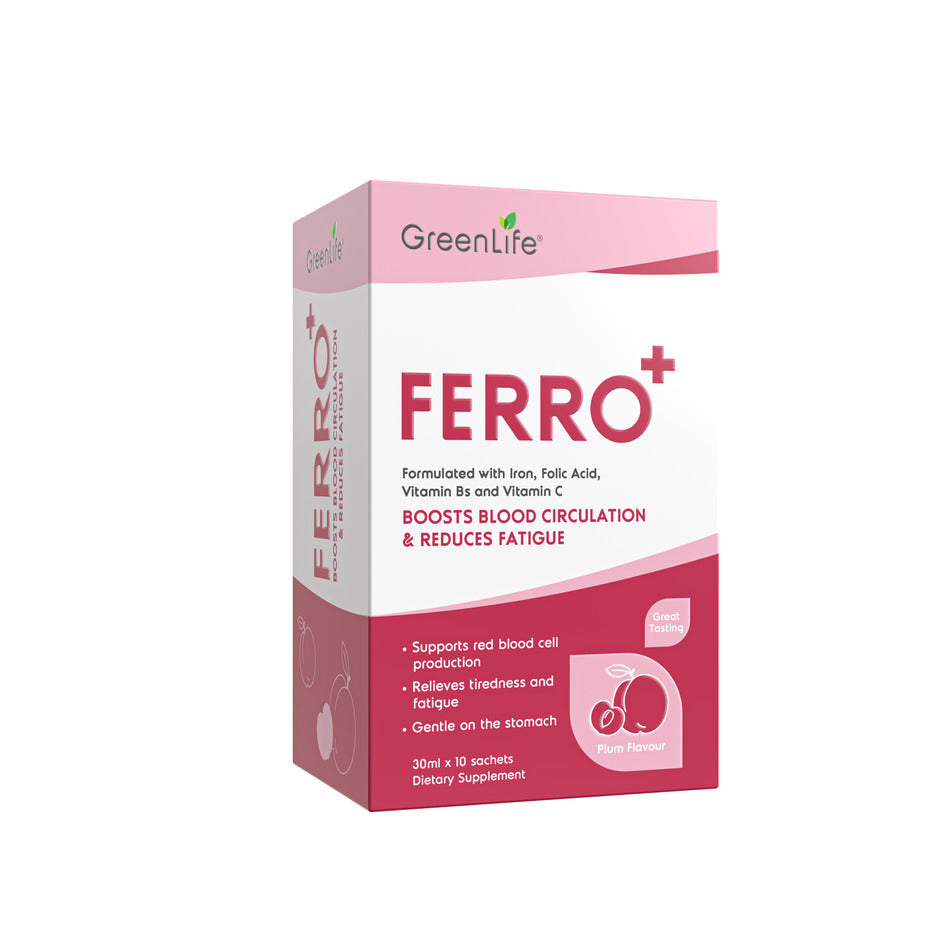 Ferro+ 10 drink sachets: Boosts blood circulation & reduces fatigue - GreenLife Singapore