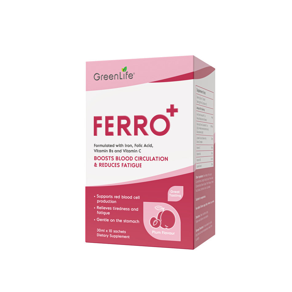 Ferro+ 10 drink sachets: Boosts blood circulation & reduces fatigue - GreenLife Singapore