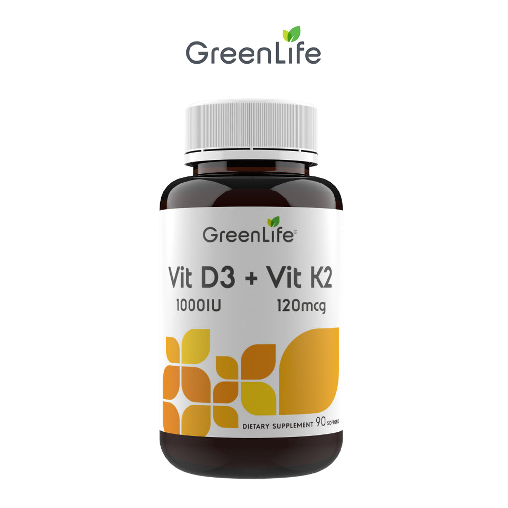 Vitamin D3 1000IU + Vitamin K2 120mcg - Support Bone & Heart Health