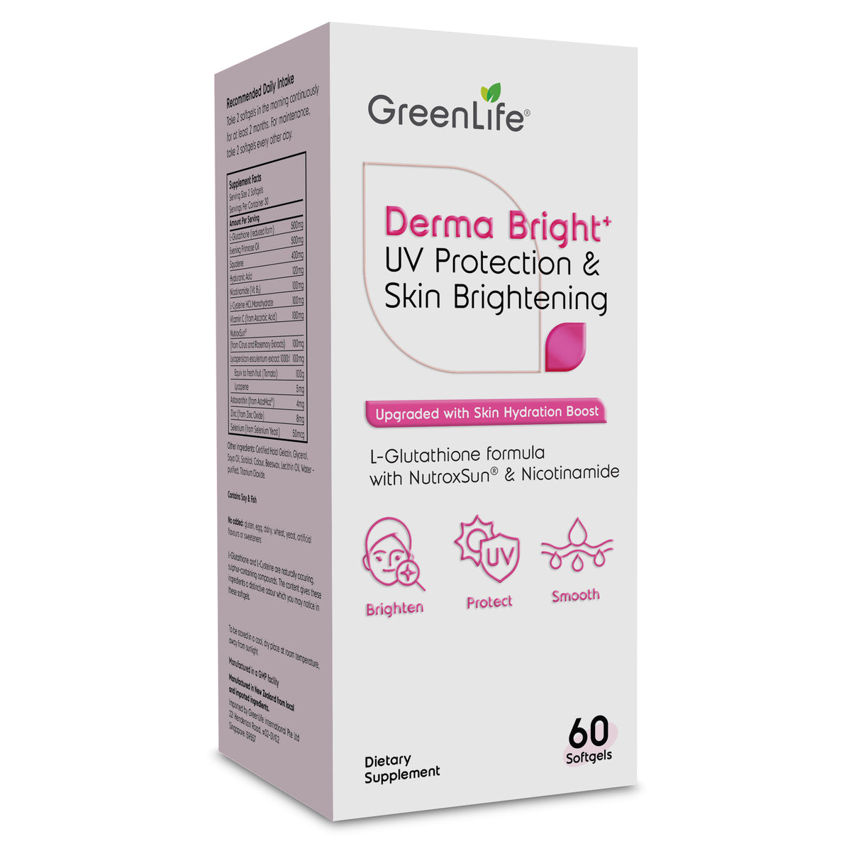 GreenLife Derma Bright⁺ UV Protection & Skin Brightening 60 Softgel - GreenLife Singapore