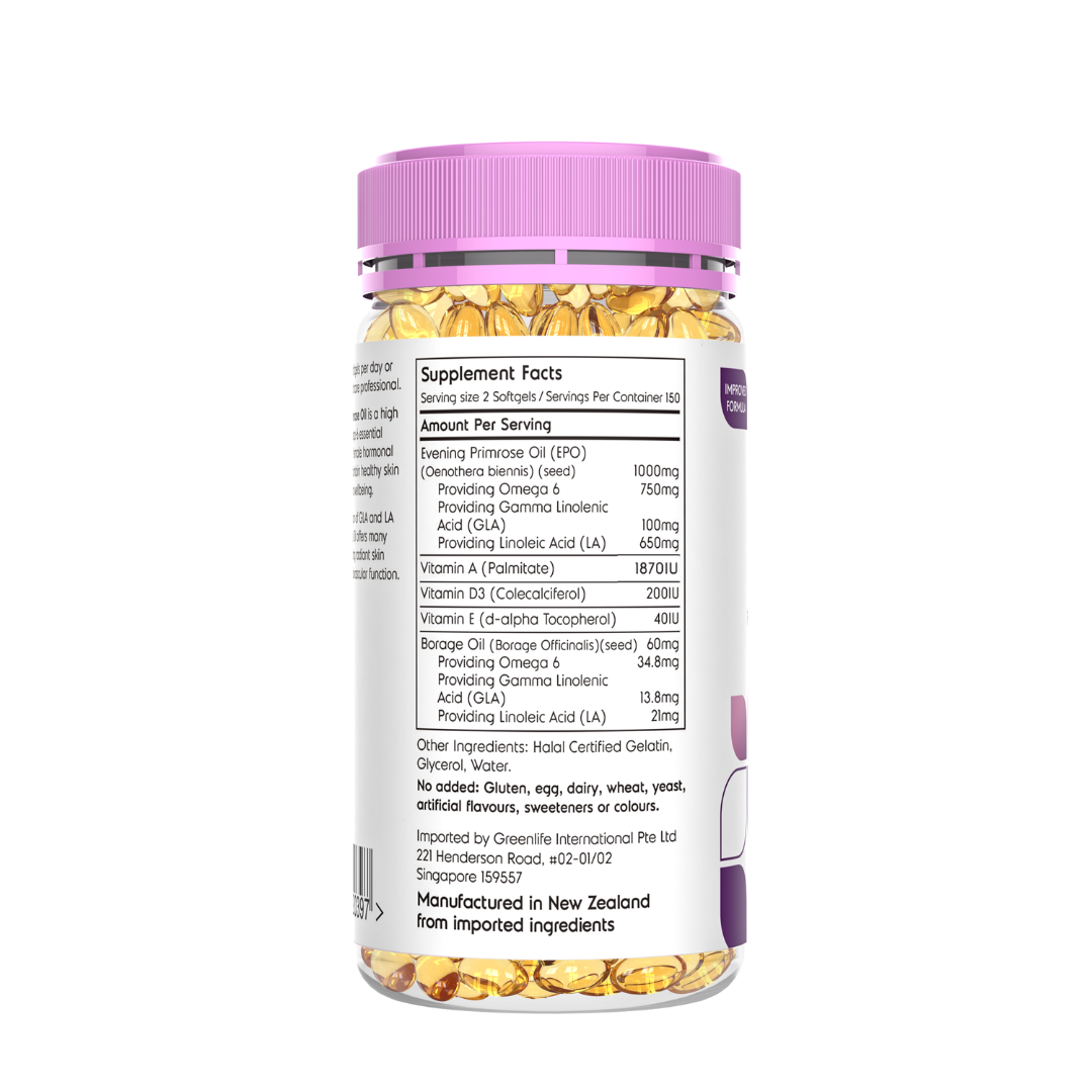 Evening Primrose Oil with Vitamin A, E, D3 & Borage Oil