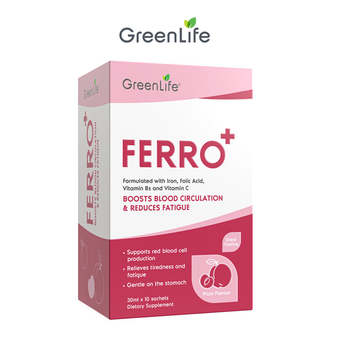 Ferro+ 10 drink sachets: Boosts blood circulation & reduces fatigue