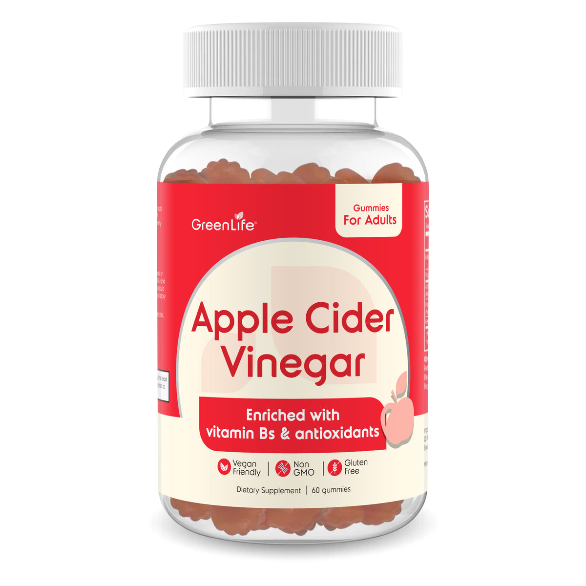 Apple Cider Vinegar Gummies: Enriched with vitamins Bs & antioxidants (60 gummies) - GreenLife Singapore