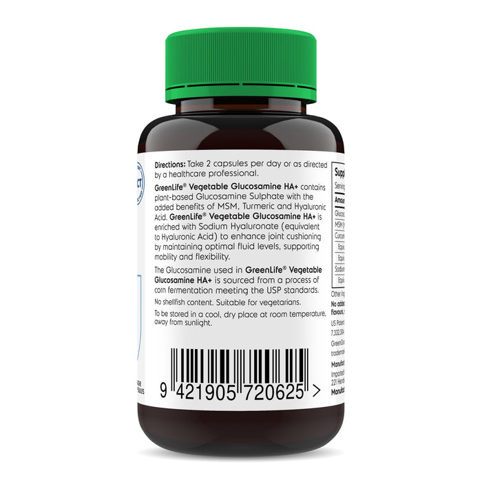 GreenLife Vegetable Glucosamine HA+ with MSM, Turmeric & Hyaluronic Acid 60 veggie capsules
