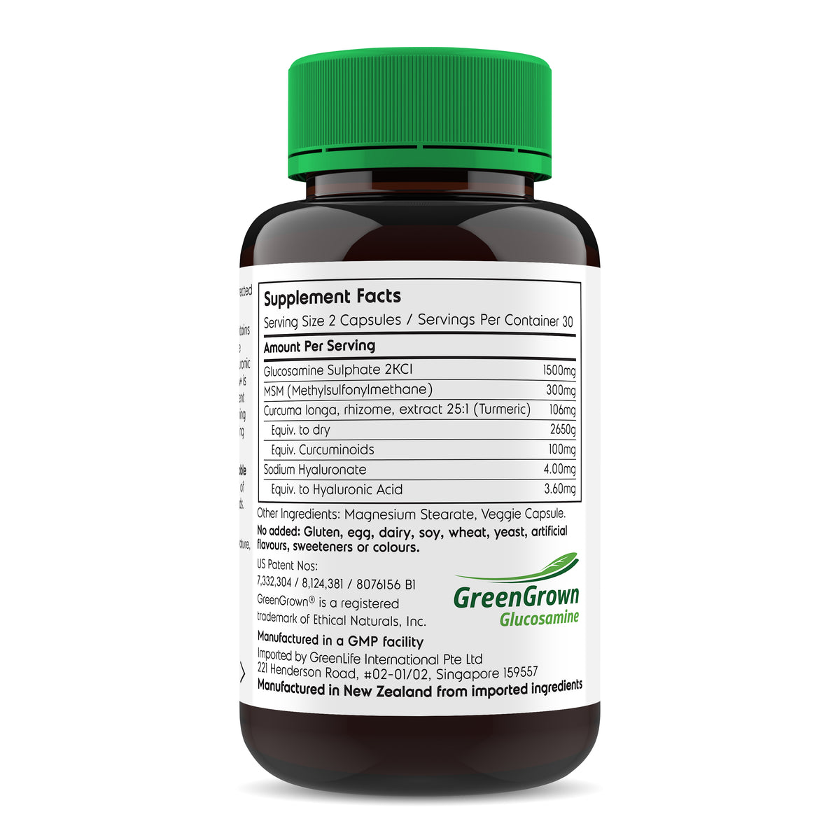 GreenLife Vegetable Glucosamine HA+ with MSM, Turmeric & Hyaluronic Acid 60 veggie capsules - GreenLife Singapore