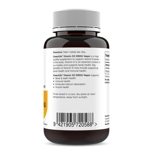 Vegan Vitamin D3 1000IU 100 tablets - GreenLife Singapore
