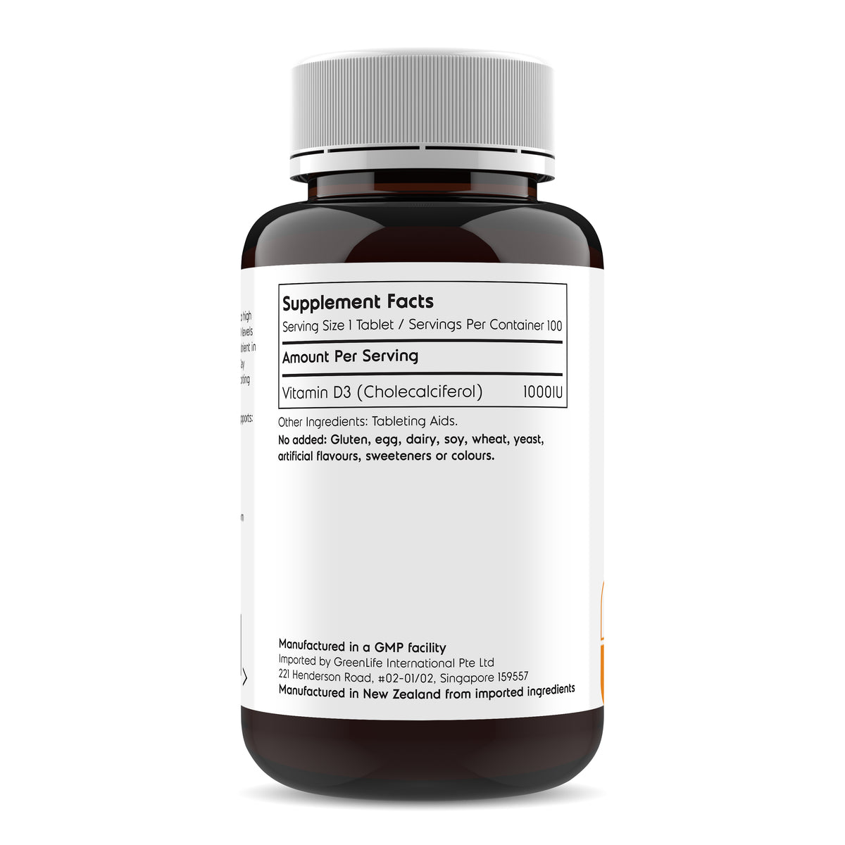 Vegan Vitamin D3 1000IU 100 tablets - GreenLife Singapore