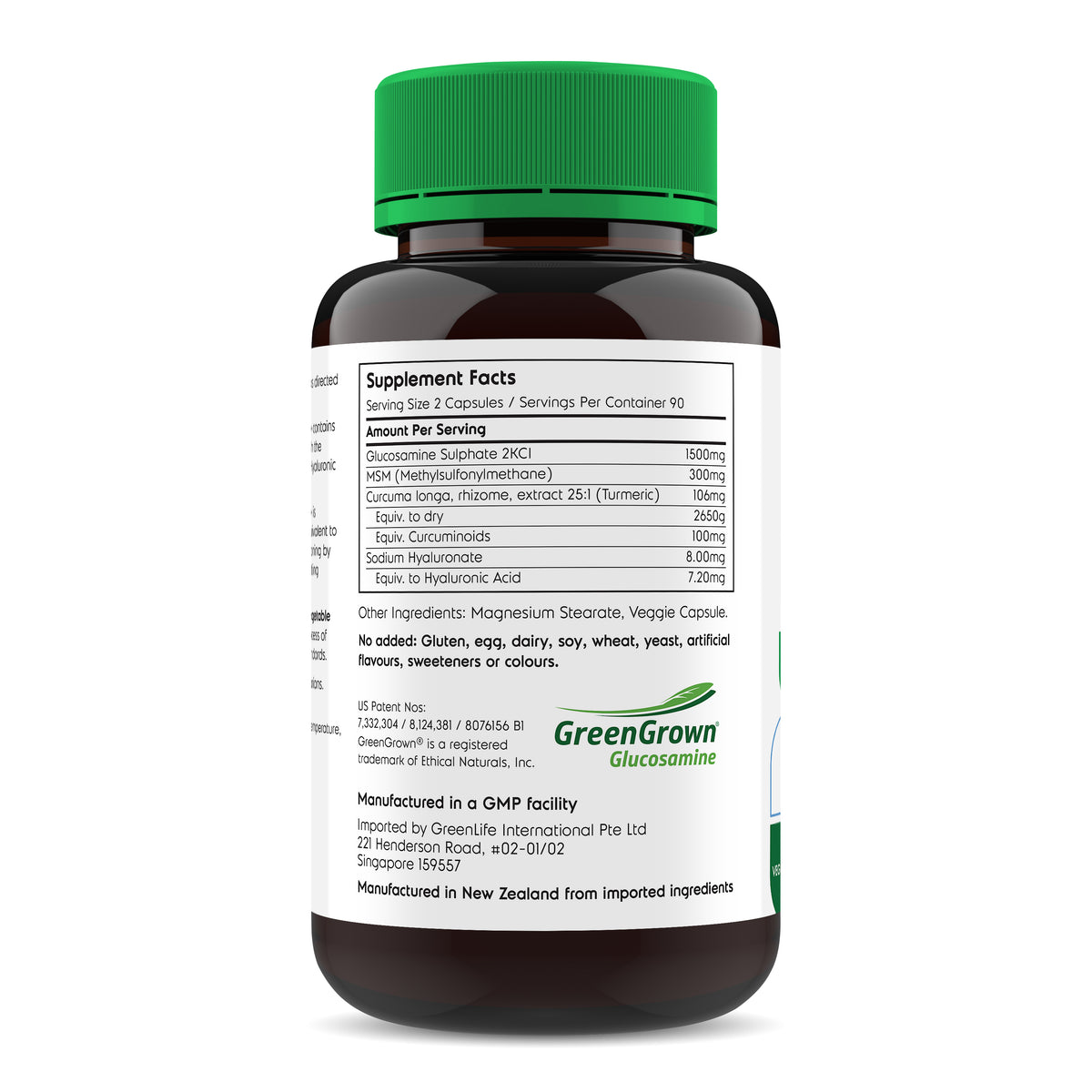 [Upgraded] Vegetable Glucosamine HA+ with MSM, Turmeric & Hyaluronic Acid 180 veggie capsules - GreenLife Singapore