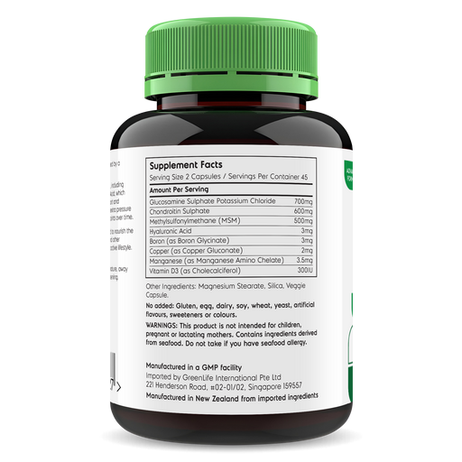 Joint Support (Glucosamine + Chondroitin + MSM + Hyaluronic Acid & Boron) - GreenLife Singapore