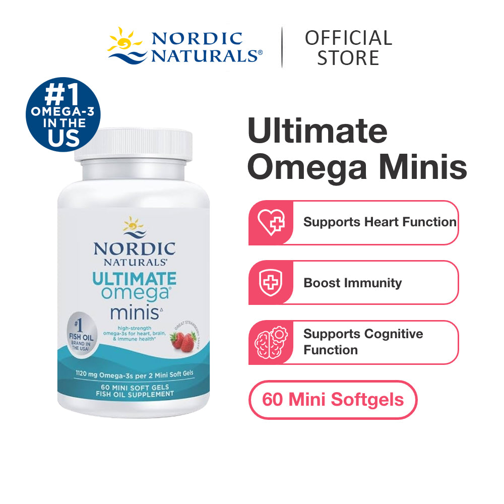 Ultimate Omega Minis 60 Mini Soft Gels (Strawberry Taste)