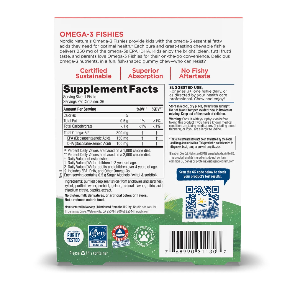 Nordic Naturals Zero Sugar Omega-3 Fishies | 300 mg Omega-3s
