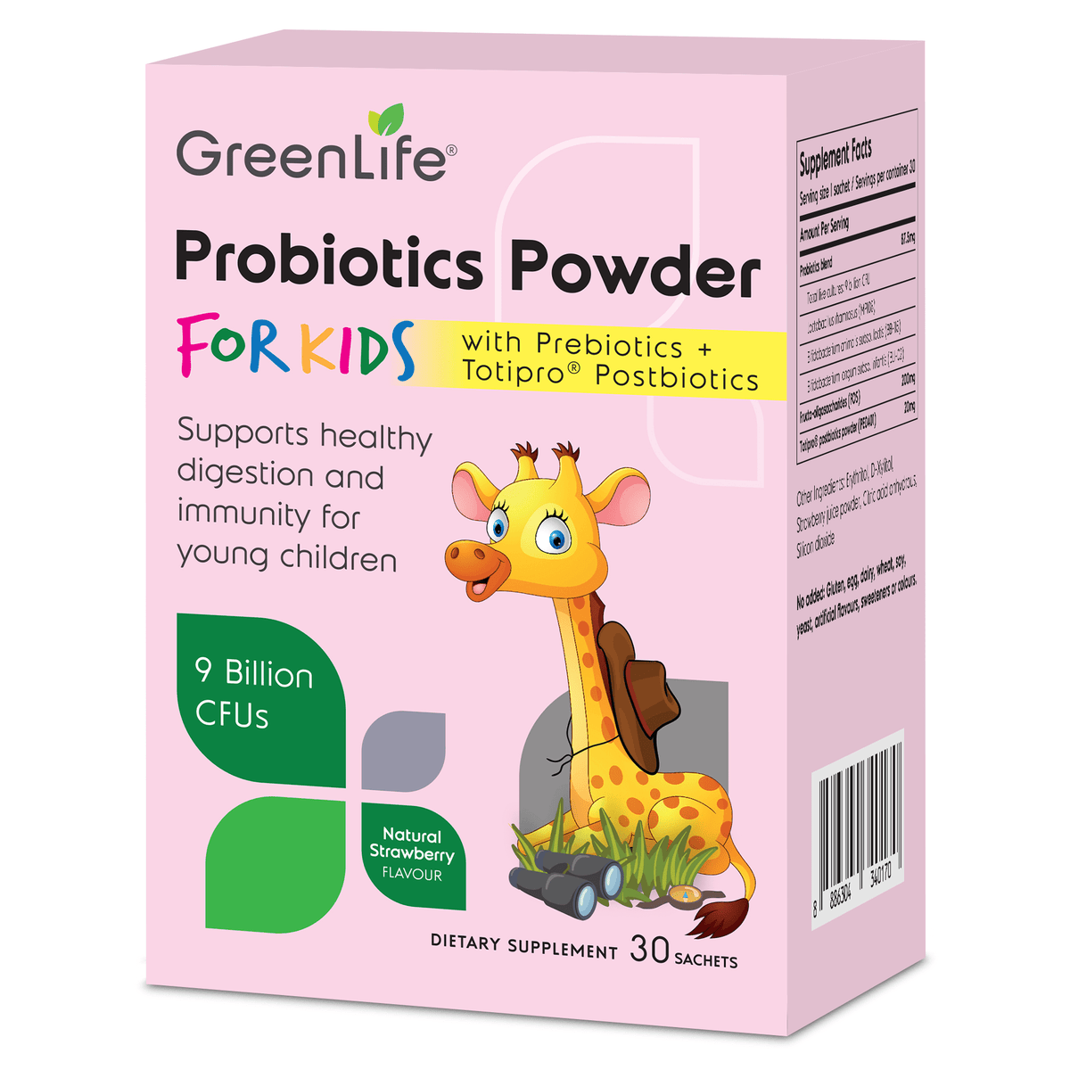 Probiotics Powder for Kids with Prebiotics + Totipro Postbiotics 9 Billion CFUs - GreenLife Singapore