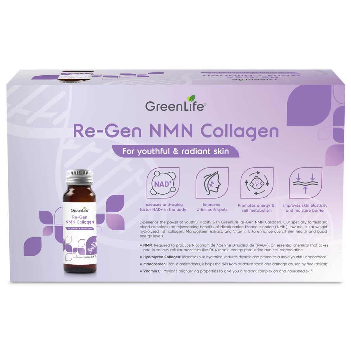Re-Gen NMN Collagen (10 bottles per box): For youthful & radiant skin - GreenLife Singapore