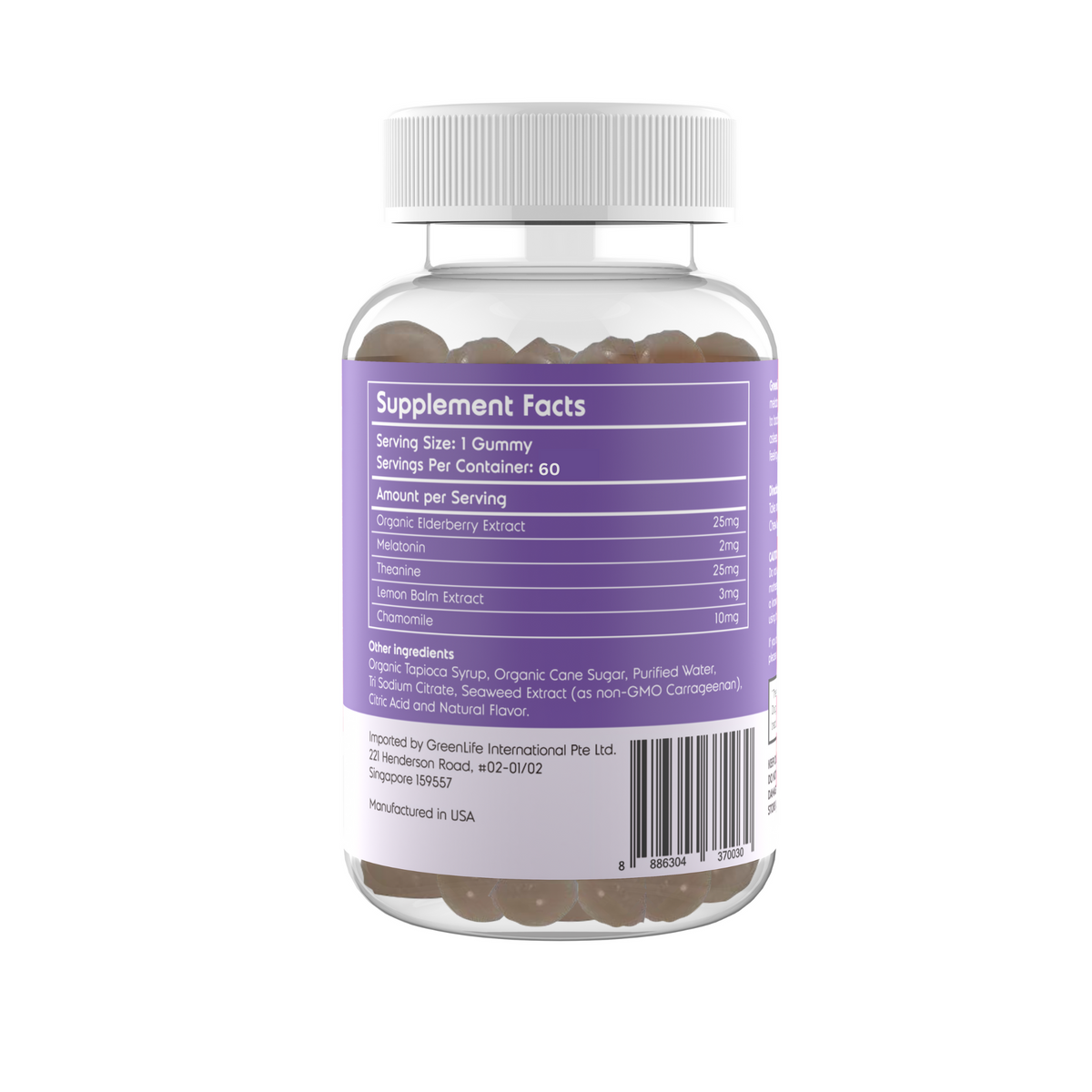 Sleep Well Melatonin Gummies (Enriched with chamomile & lemon balm) 60 gummies - GreenLife Singapore