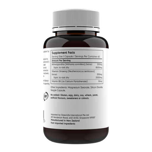 Stress Relief | Ashwagandha + Siberian Ginseng - GreenLife Singapore