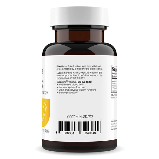 Vitamin B12: Fights fatige and boosts energy | 90 veggie tablets | Vegetarian - GreenLife Singapore