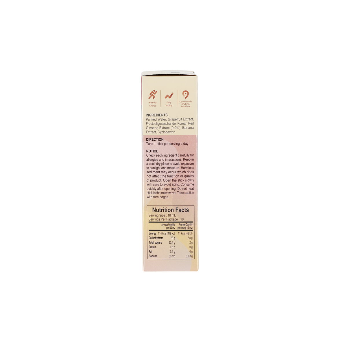 Korean Red Ginseng Everytime V - Grapefruit Flavour 10ml (10 sticks)
