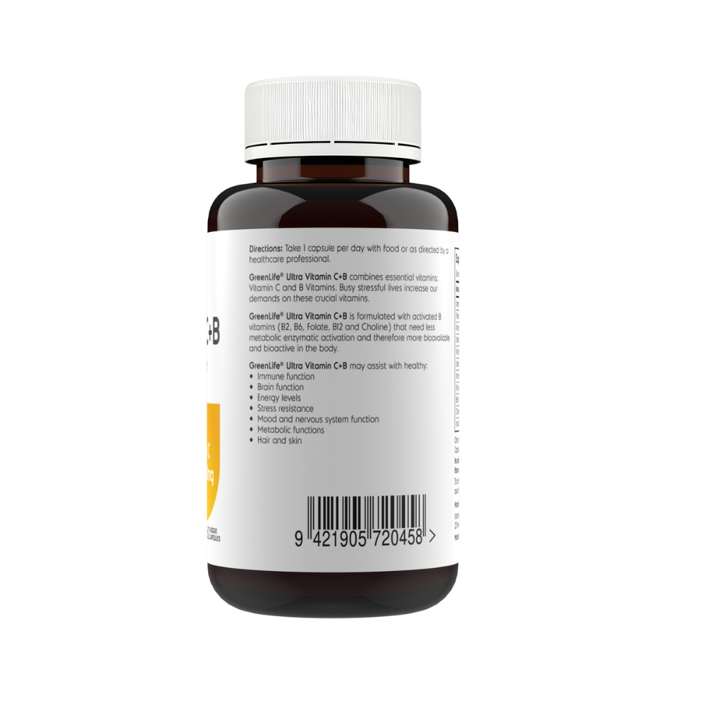 Ultra Vitamin C + B: Stress & Immunity Support (60 veggie capsules) - GreenLife Singapore