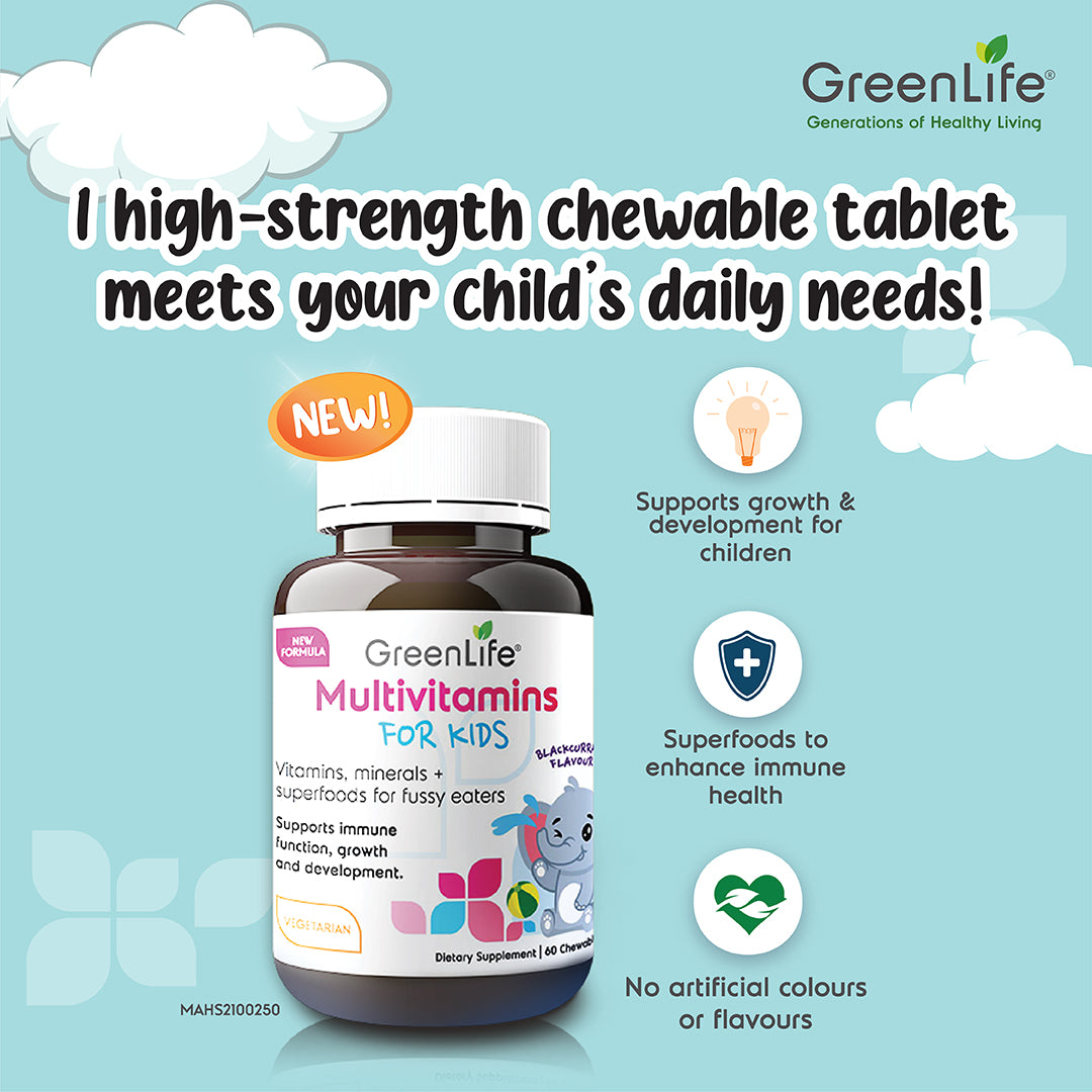 Multivitamins for Kids 60 Chewable Tablets - GreenLife Singapore